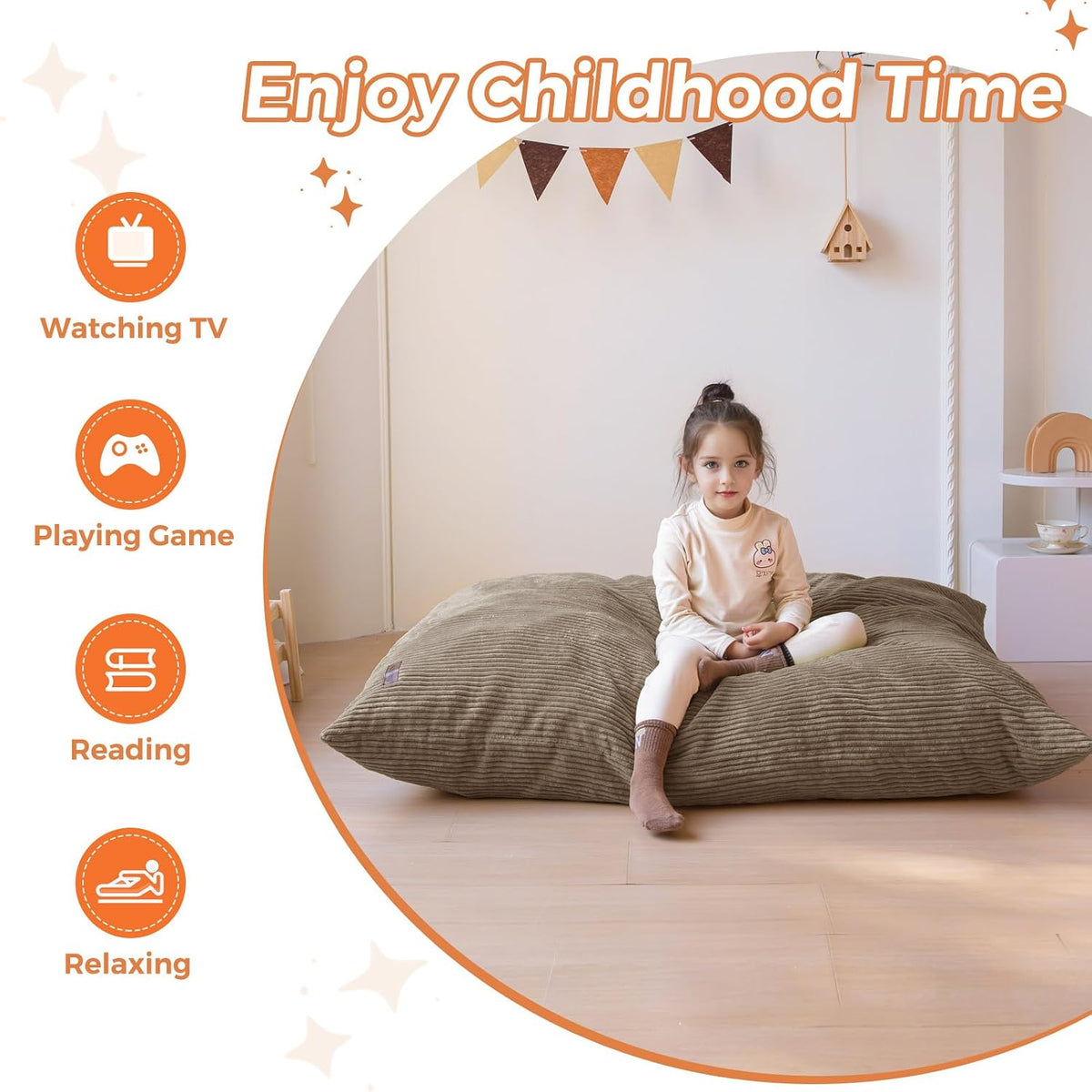 MAXYOYO 3 in 1 Kids Bean Bag Chair, Comfy Floor Sofa with Removed Cover - Image 6