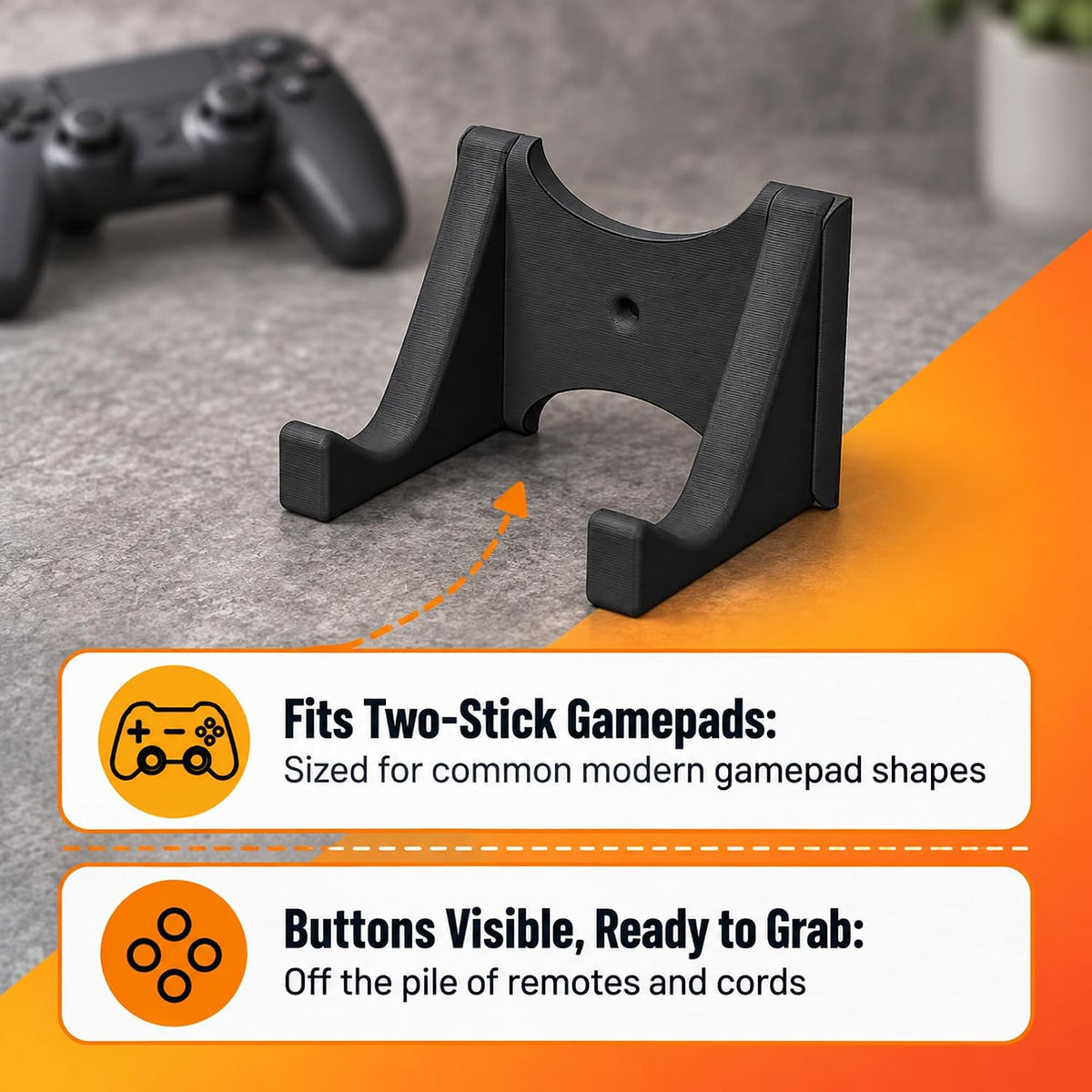 SplashNColor Gaming Controller Stand Holder Compatible with Dual Analog Gamepads – Freestanding Analog Grip Display | Desk Shelf Organizer for Console Accessories and Game Room Storage - Image 6
