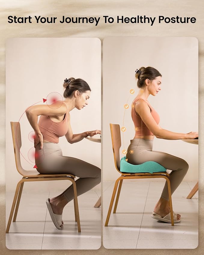 ProtoArc Seat Cushion, Office Chair Cushion for Sciatica, Mint Green | Coccyx Cushion, Ergonomic Memory Foam Seat Cushion for Car, Home, Pressure Relief Pad for Hip, Tailbone, All Day Comfort - Image 9