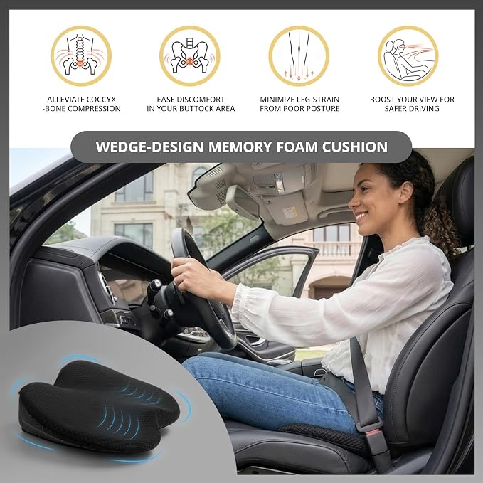 Car Seat Cushions for Driving | Car Seat Cushions,Relieve Sciatica & Back Pain, Improve Driving Posture, Ergonomic Truck Seat Cushion for Long Commute - Image 5