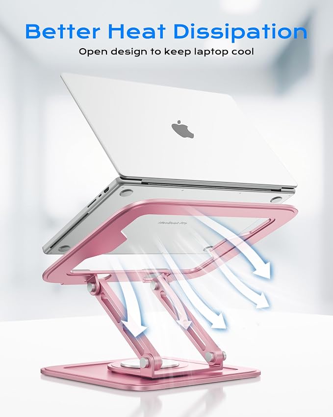 LOXP Adjustable Laptop Stand, Computer Stand with 360 Rotating Base | Ergonomic Laptop Riser Mount for Desk Foldable Protable Computer Desk Fits with MacBook Pro Air - Image 4