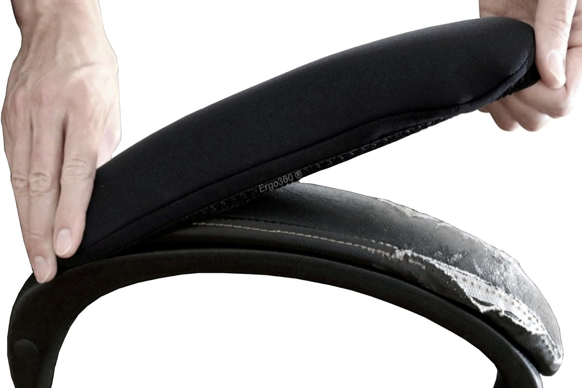 Soft Neoprene Chair Arm Pad Covers Stretch Over Armrests 13" to 17". Restore, Protect and Cushion. Complete Set of 2. Made in The USA. by Ergo360