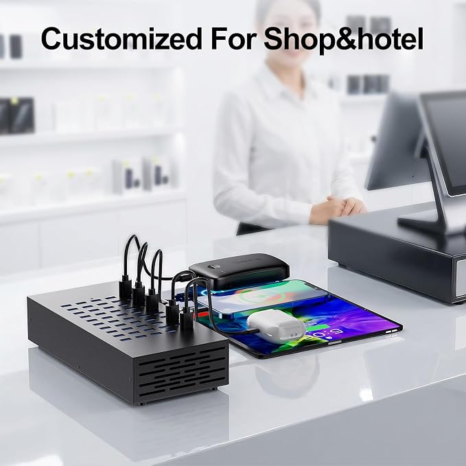 50 Port 200 Watt (40A) USB Charging Station, High Power Fast Charger Block | Multiple Desktop Charging Station with Smart IC Protection, Suitable for Hotels, Schools, Offices & Retail Stores - Image 6