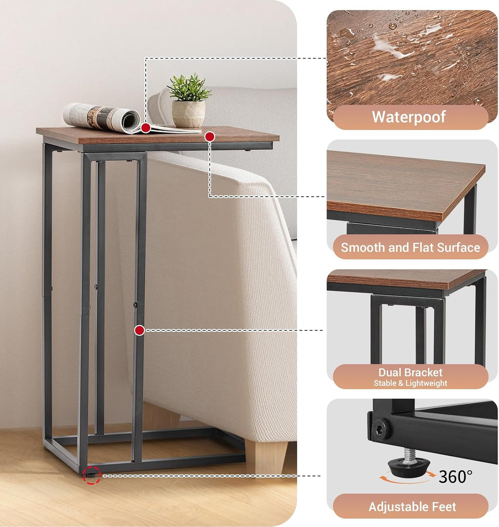 C-Shaped End Table - Slim Slide-Under Couch TV Tray Side Table - Image 5