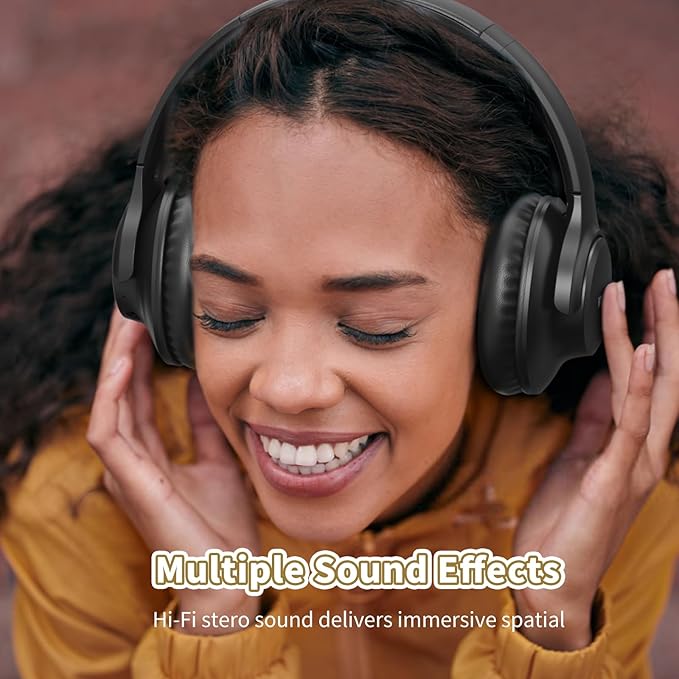 KVIDIO Bluetooth Headphones Wireless Over Ear Headsets 65H Playtime | Deep Bass, HiFi Stereo, Bluetooth 6.0, Microphone, Comfortable Fit, Foldable, Lightweight, Low Latency for Travel Home Office - Image 2