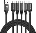 USB to USB C Cable 3FT 5 Pack, Type C Fast Charger Cord | 3A braided USB A to C charging cords for iPhone 17 16 15, car, office, Samsung Galaxy, LG and Type C devices.(Black) by SMALLElectric