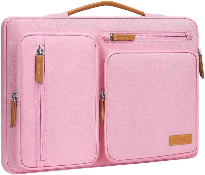 MOSISO 360 Protective Laptop Case 16 inch, 15-15.6 inch Laptop Sleeve | Compatible with MacBook Pro 16, HP Acer Dell Lenovo ASUS, Side Open Carrying Case with 4 Zipper Pockets, Pink by MOSISO