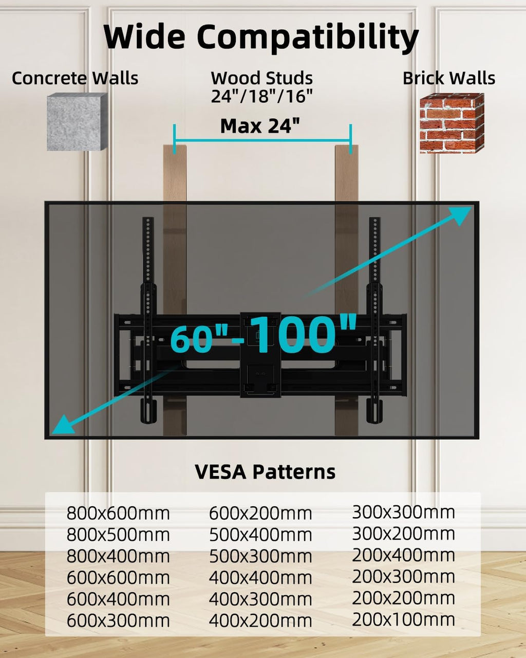 Heavy Duty Full Motion TV Wall Mount for 60–100” Large TVs - Image 2
