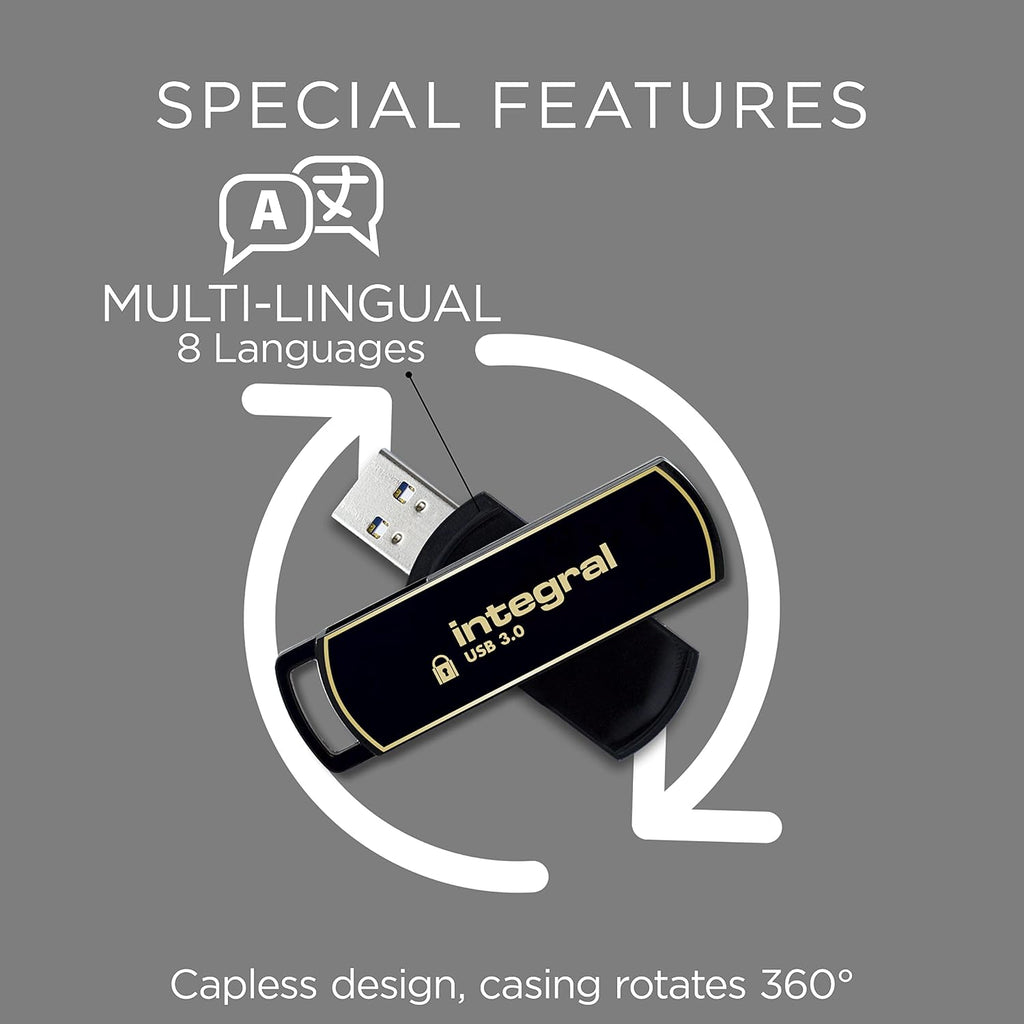 Integral 64GB Secure 360 Encrypted USB3.0 Flash Drive (256-bit AES Encryption) - Image 4