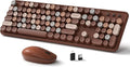 Links9+ Colorful Wireless Keyboard and Mouse Combo (Coffee Colorful) | Full-Size Retro Typewriter Style Keyboard with Vintage Round Keycaps, 2.4G Wireless Set for Windows, Mac, Laptop, PC, Desktop by LINKS9
