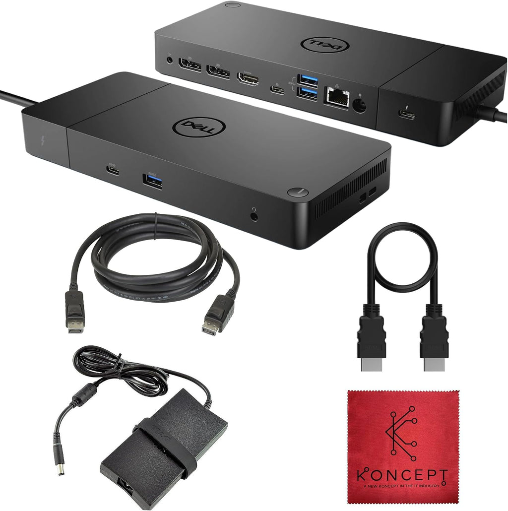 Dell WD19TB Thunderbolt Dock - 1 Year Warranty - Dell Docking Station Dual Monitor USB C with 180W, HDMI & DisplayPort Cable - Docking Station for Laptop & Computer (Renewed) by Dell
