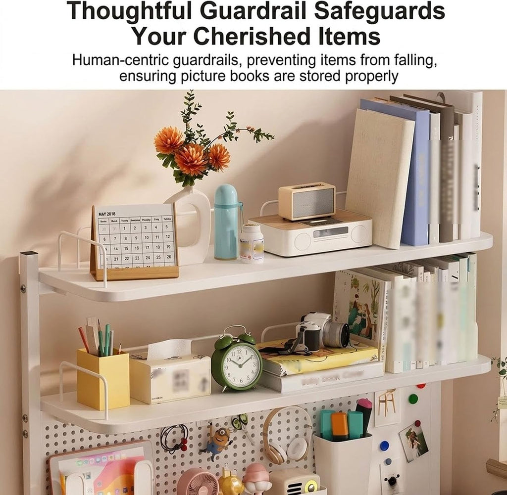Desk Hutch Dorm, Clamp-on Desktop Bbookshelf Organizer With Pegboard - Image 5