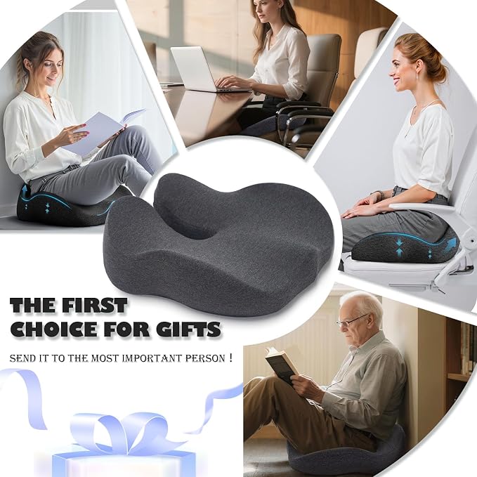 Seat Cushions for Office Chairs, Ergonomic Memory Foam, Dark Gray | Contoured Pressure Support, Soft Modal Washable Cover, Non-Slip Base, 18.1 x 16.9 x 4.7 in, for Desk, Car and Wheelchair - Image 9
