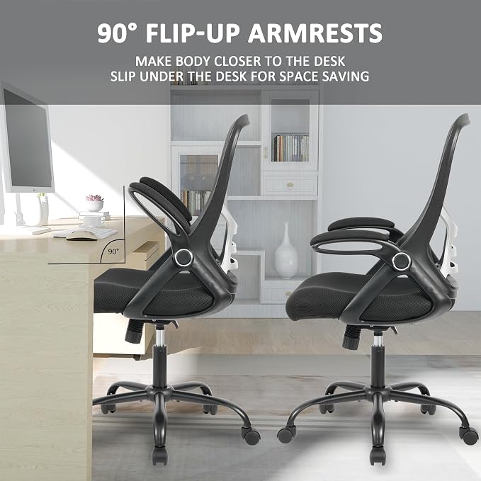 Office Chair Ergonomic Desk Chair with Adjustable Armrests, Mesh Executive Chair, Home Office Computer Chairs for Long Hours(Black) - Image 7