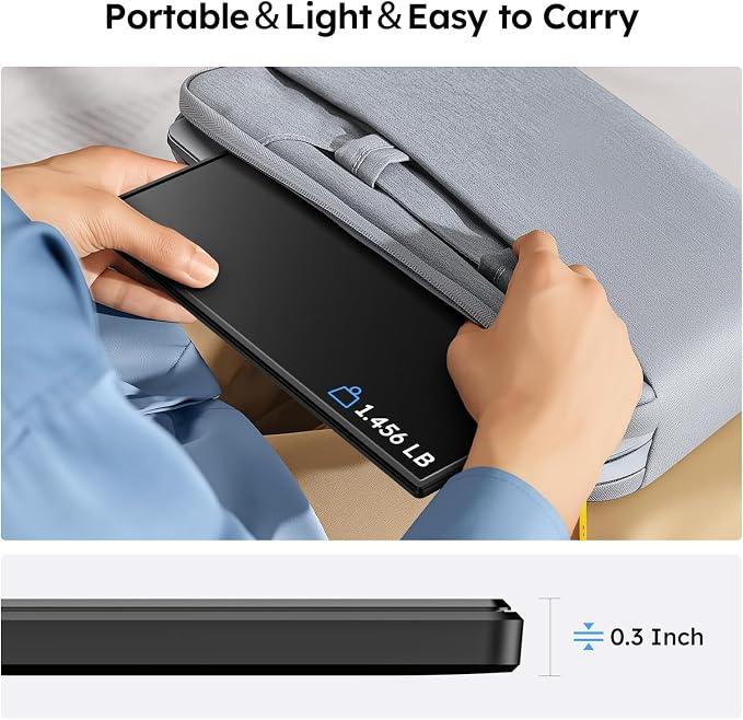 Portable Monitor for Laptop FHD 15.6" 1080P Ultra-Slim USB-C&HDMI | External Second Screen for Laptop Travel Monitor, Dual Speaker-Screen Extender for PC/Mac/Phone/PS4/5/Xbox/Switch-VESA*2 - Image 6