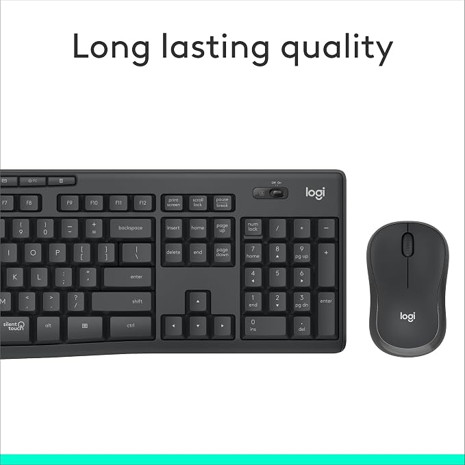 Logitech MK295 Full Size Silent Wireless Keyboard Mouse Combo - Graphite | Full size keyboard with SilentTouch technology, compact ambidextrous mouse with silent click switches, Windows compatible - Image 8