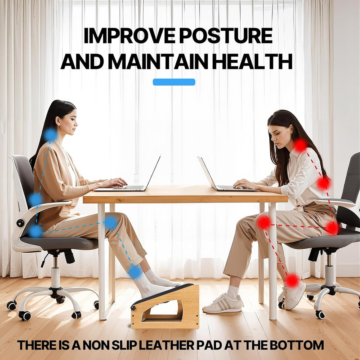 Ergonomic Foot Rest Under Desk,4 Adjustable Height Foot Stool - Image 5