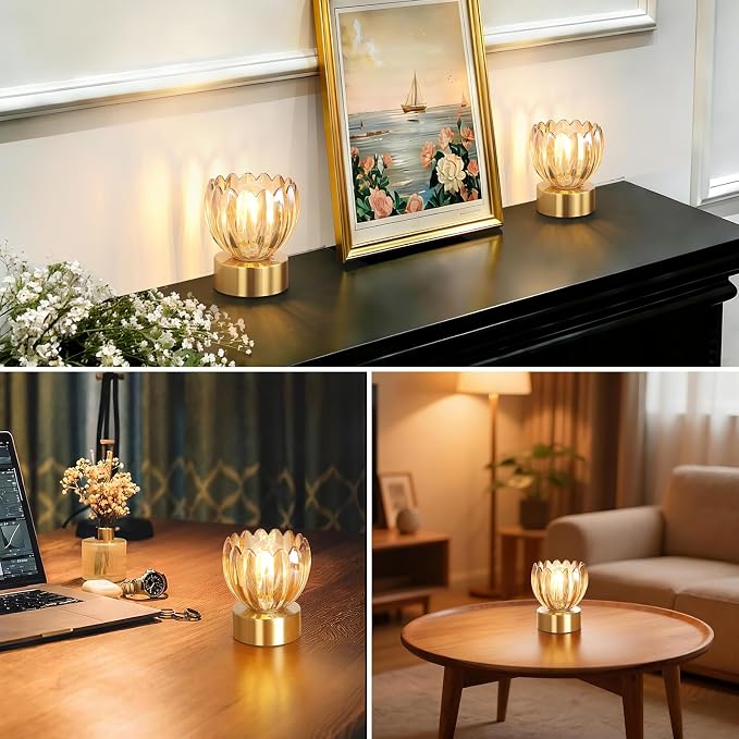 Shenmoyl Cordless Small Table Lamp with 5200mAh Battery & Touch Control, Battery Operated Tulip Table Lamp with 3 Colors, Rechargeable Mini Table Lamps for Bedsides, Bedroom, Nightstand (Amber) - Image 5
