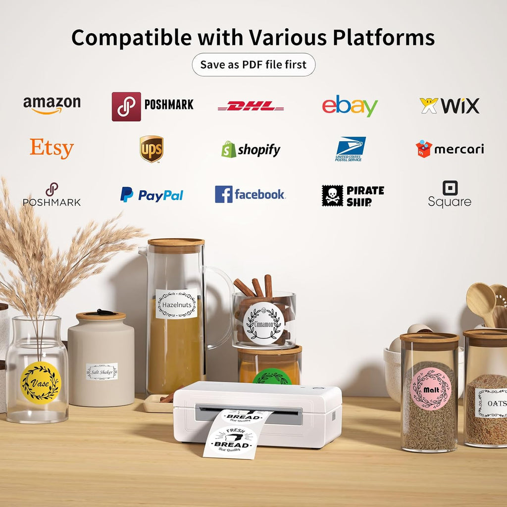 Gloryang Bluetooth Thermal Shipping Label Printer, 4X6 Inkless Label Machine for iOS, Android, Laptop, Wireless Printer for Small Business, Compatible with Amazon, UPS, Shopify, White - Image 5