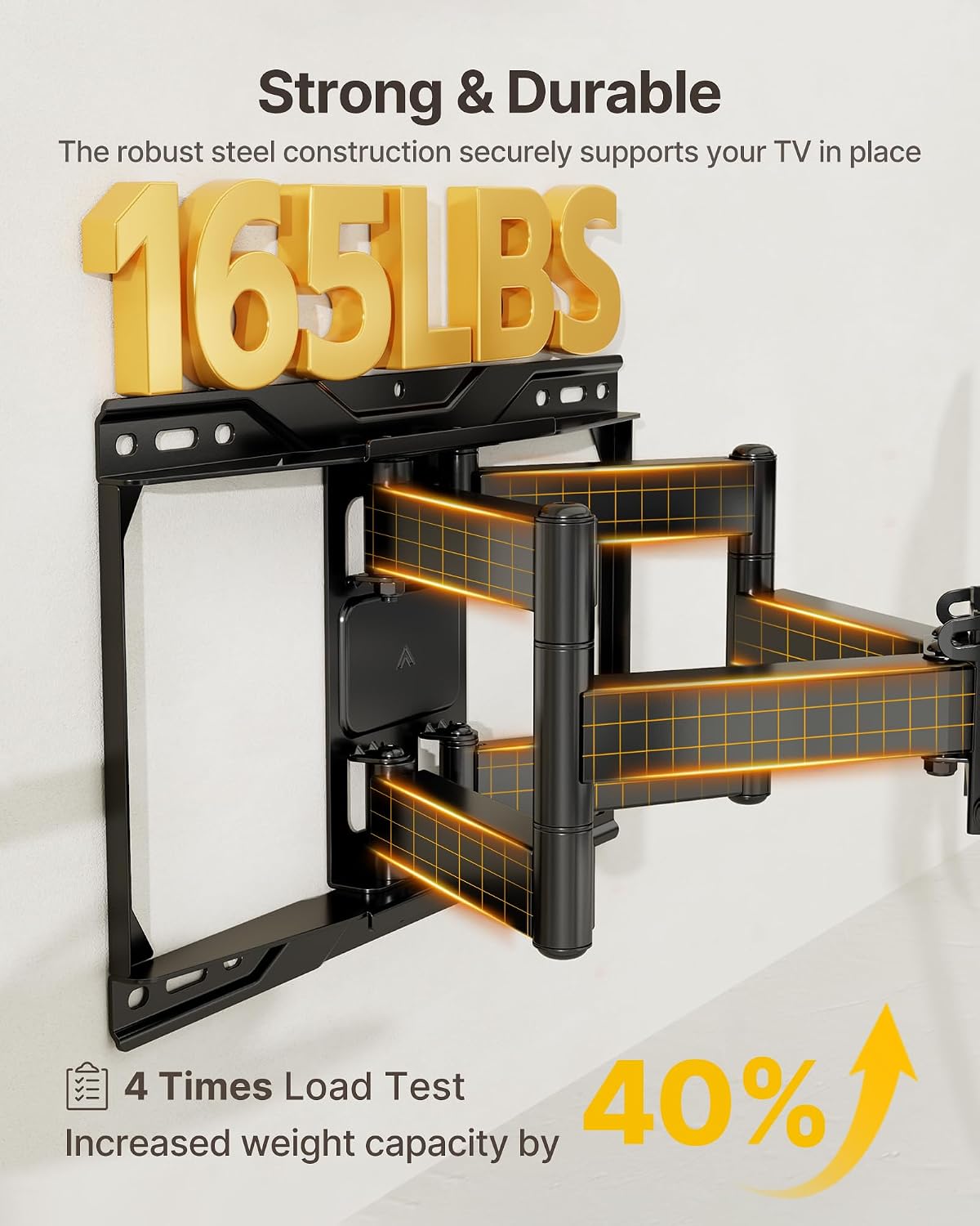 monTEK Heavy Duty Full Motion TV Wall Mount for 37-90 Inch TVs up to 165 lb - Image 3
