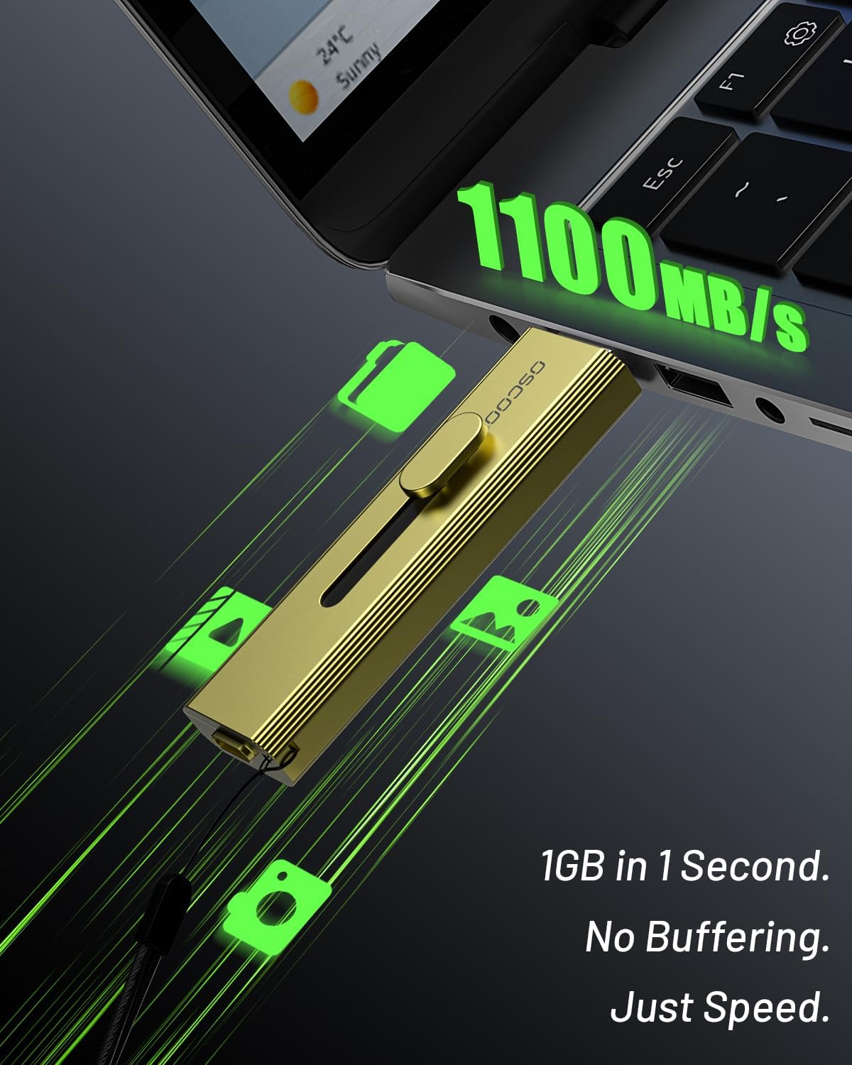 2TB External SSD Drive, USB3.2 USB C+A, Up to 1000MB/s - Image 2