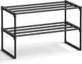 SONGMICS Shoe Rack, 2-Tier Shoe Organizer, Metal Storage Shelf | for Entryway, Upright or Upside Down, for 6-9 Pairs, Stackable, 11.8 x 26.8 x 14.6 Inches, Black ULSA202B01 by Unknown