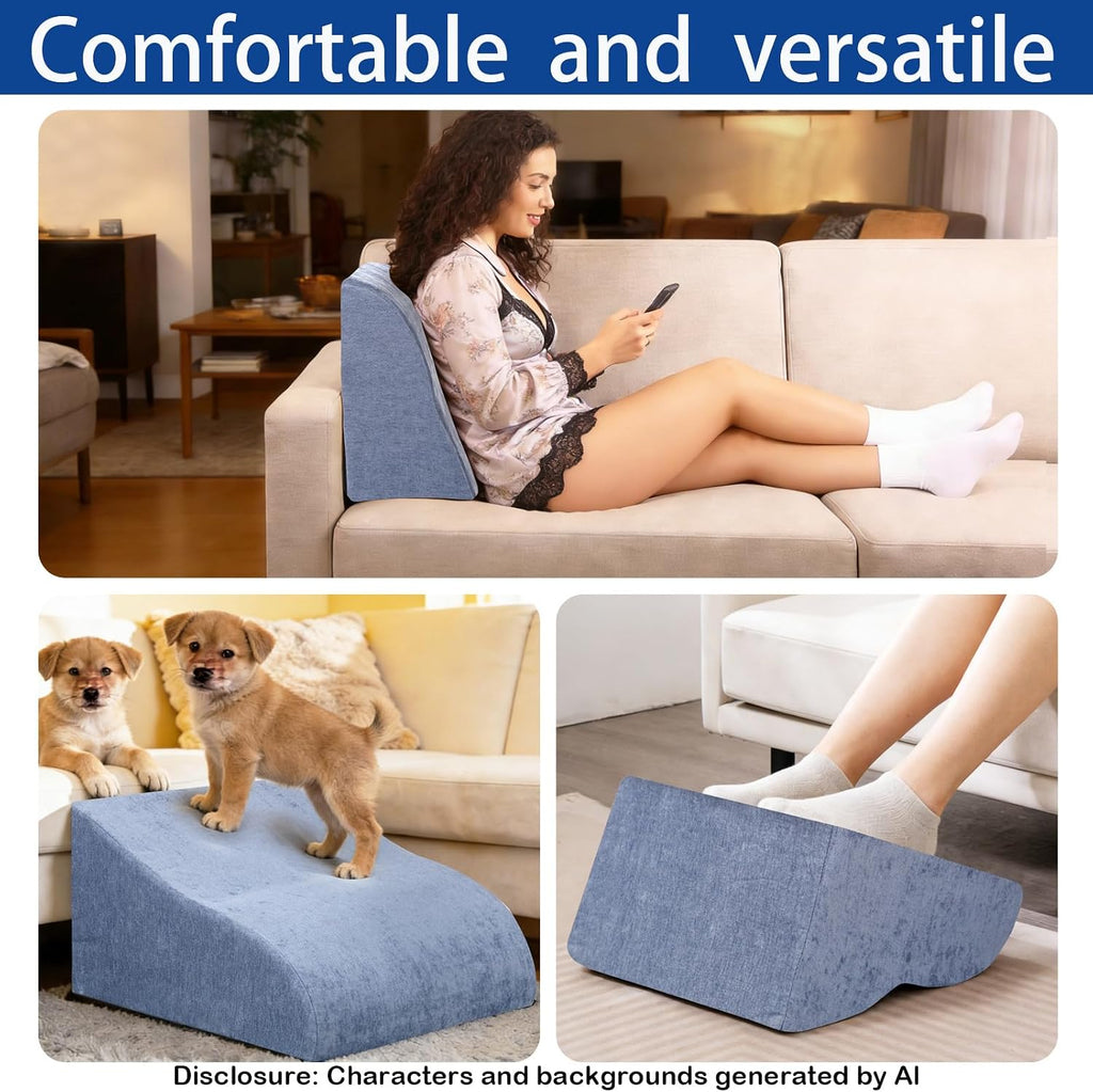 Foot Rest for Under Desk at Work, Ergonomic Under Desk Footrest with Washable Cover for Office, Home & Gaming Leg Elevation Pillow Blue - Image 7