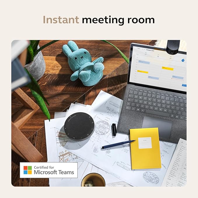 Jabra Speak2 55 Wireless Bluetooth Speakerphone (2025 Edition), Dark Grey | Portable Speakerphone, 4 Noise-Cancelling Microphones, Microsoft Teams Certified, Clear Sound for Online Meetings - Image 2