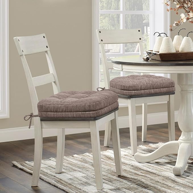 Shinnwa Dining Chair Cushions Set of 6, Dual-Layer Memory Foam Kitchen Chair Cushions, Patented Design Seat Pads with Ties, 16.5 x 16.5 x 3.5in, 6 Pack, Light Brown - Image 7