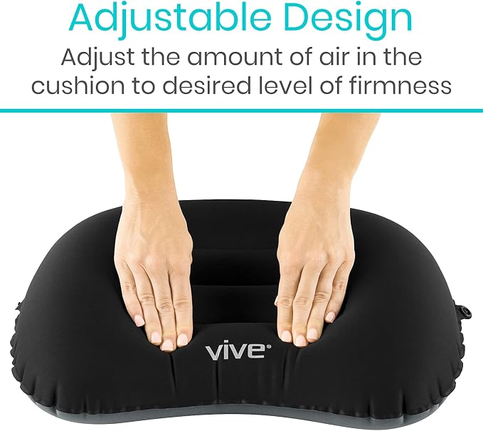 Vive Inflatable Lumbar Pillow - Cushion for Airplane Seat Travel Support - Lower Back Cushion for Car, Office Chair - Adjustable Firm Air Neck Pain, Sciatica Relief - Compact Portable Camping Headrest | Lower Back Cushion for Car, Office Chair - Adjust... - Image 9