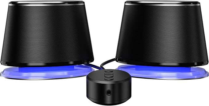 Amazon Basics Bluetooth Computer Speakers with USB 3.0, LED Blue Lighting, Volume Control, USB Powered, Set of 2 - Image 3
