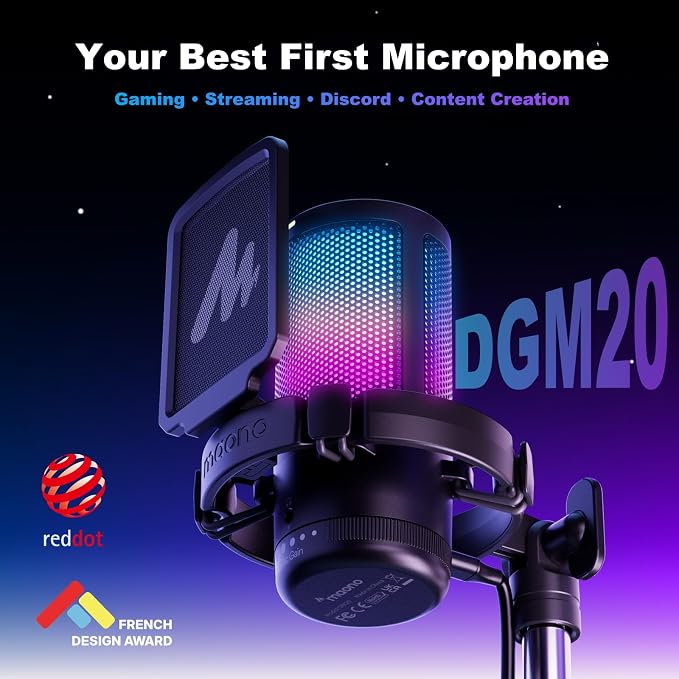 MAONO DGM20 USB Gaming Microphone for PC with Clear Voice & RGB Lighting | Noise Reduction, Tap-to-Mute, Gain Control and Plug & Play for Discord, Streaming, Podcasting, Chat and PS5/PS4 Gaming - Image 2