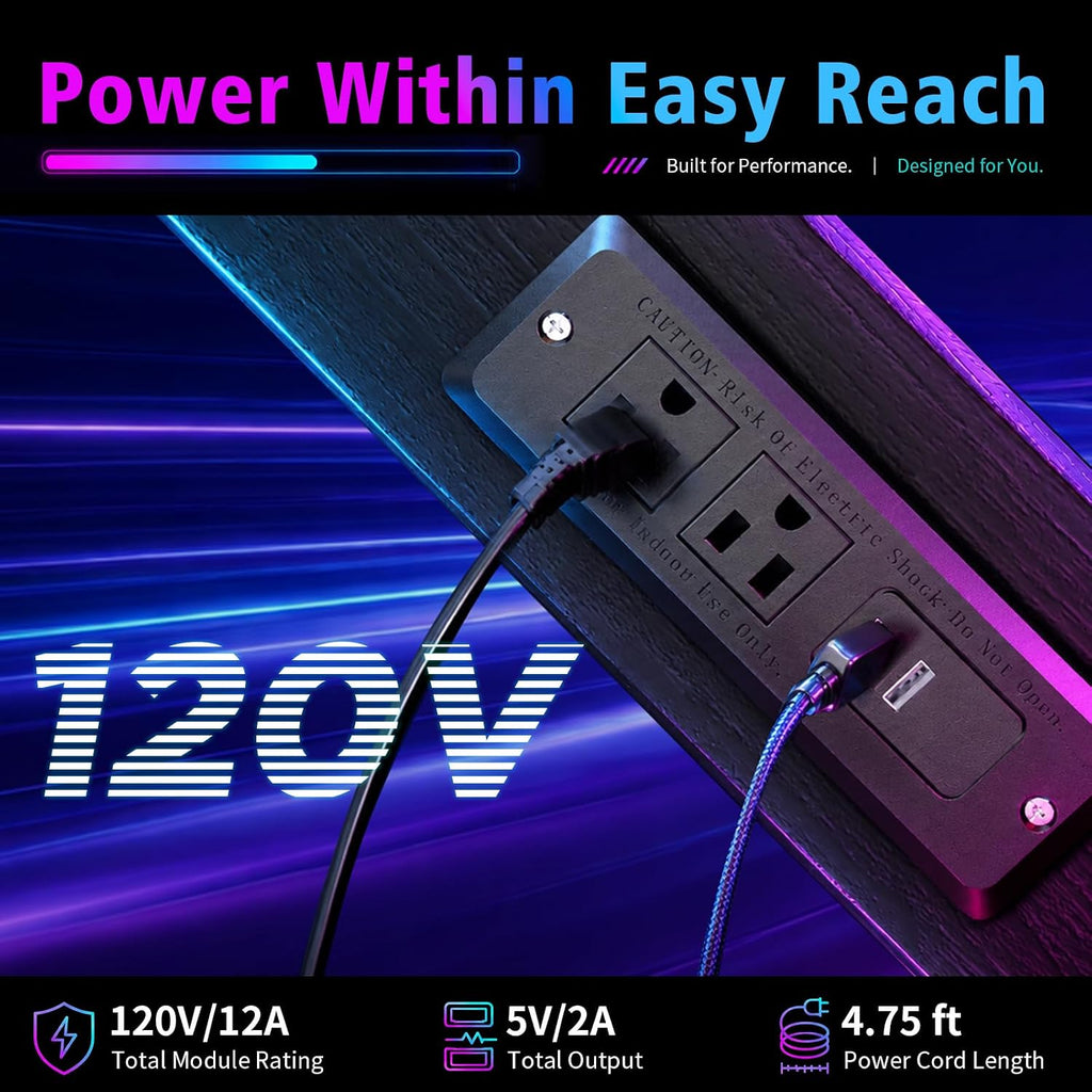 FANXIYQ Computer Tower Stand with Charging Station, Rolling PC Cart, Black - Image 7