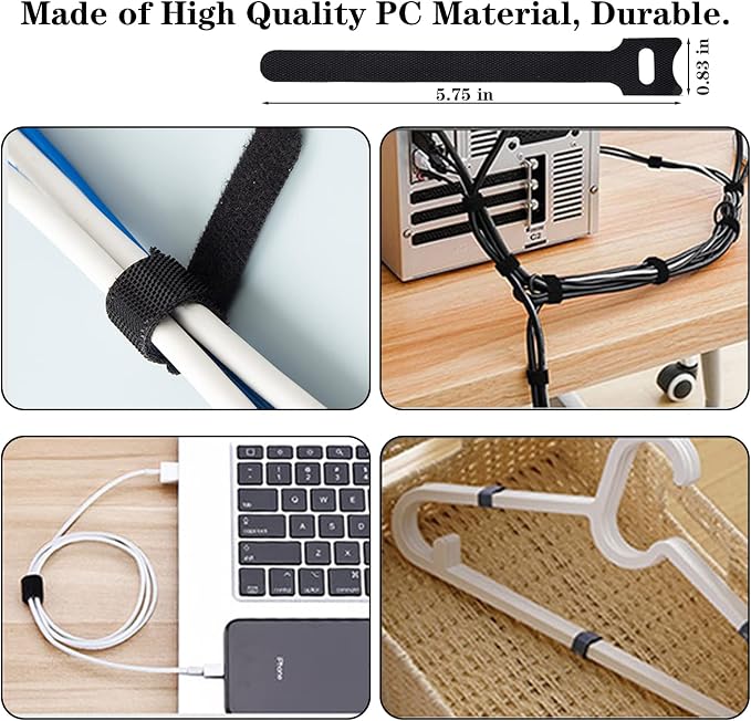 311Pcs Cable Management Organizer Kit 4 Cable Sleeve Split | 53Cable Clips 12Cord Clips Holder,22 Cable Ties, 20 Adhesive Wall Cable Tie, 200Fasten Cable Ties for TV Office Home - Image 7