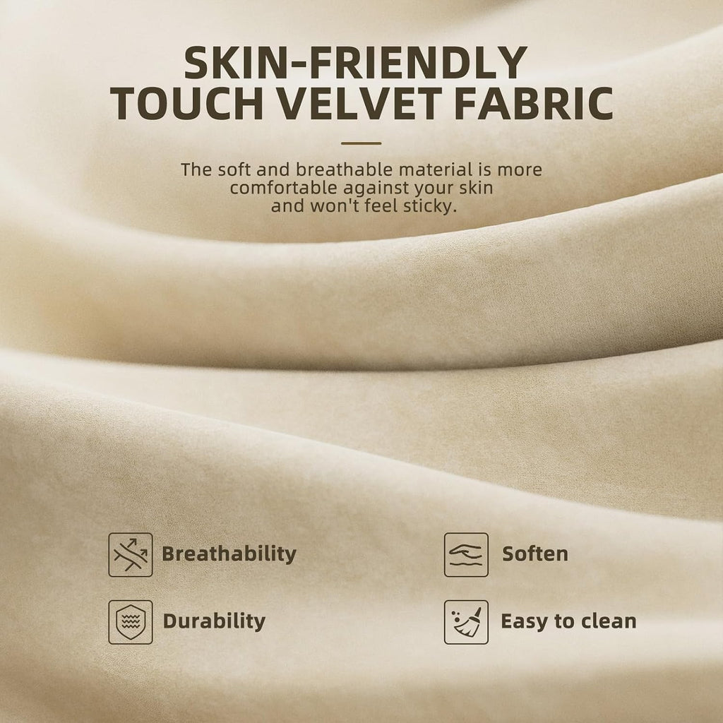 Velvet Fabric Gaming Chair, High Back Ergonomic Gamer Chair for Adult, Comfortable Video Game Chair with Footrest and Massage Lumbar Cushion, Racing Reclining Office Computer Desk Chair Beige - Image 5