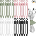 24Pcs Silicone Cable Ties, Cord Organizer Cable Management-Multi | Reusable Cord Ties for Electronics, Office Desk Accessories, Home Travel Essentials, Easy to Use, 4.2 Inch-4 Colors by ELECTRONICSORGANIZATION