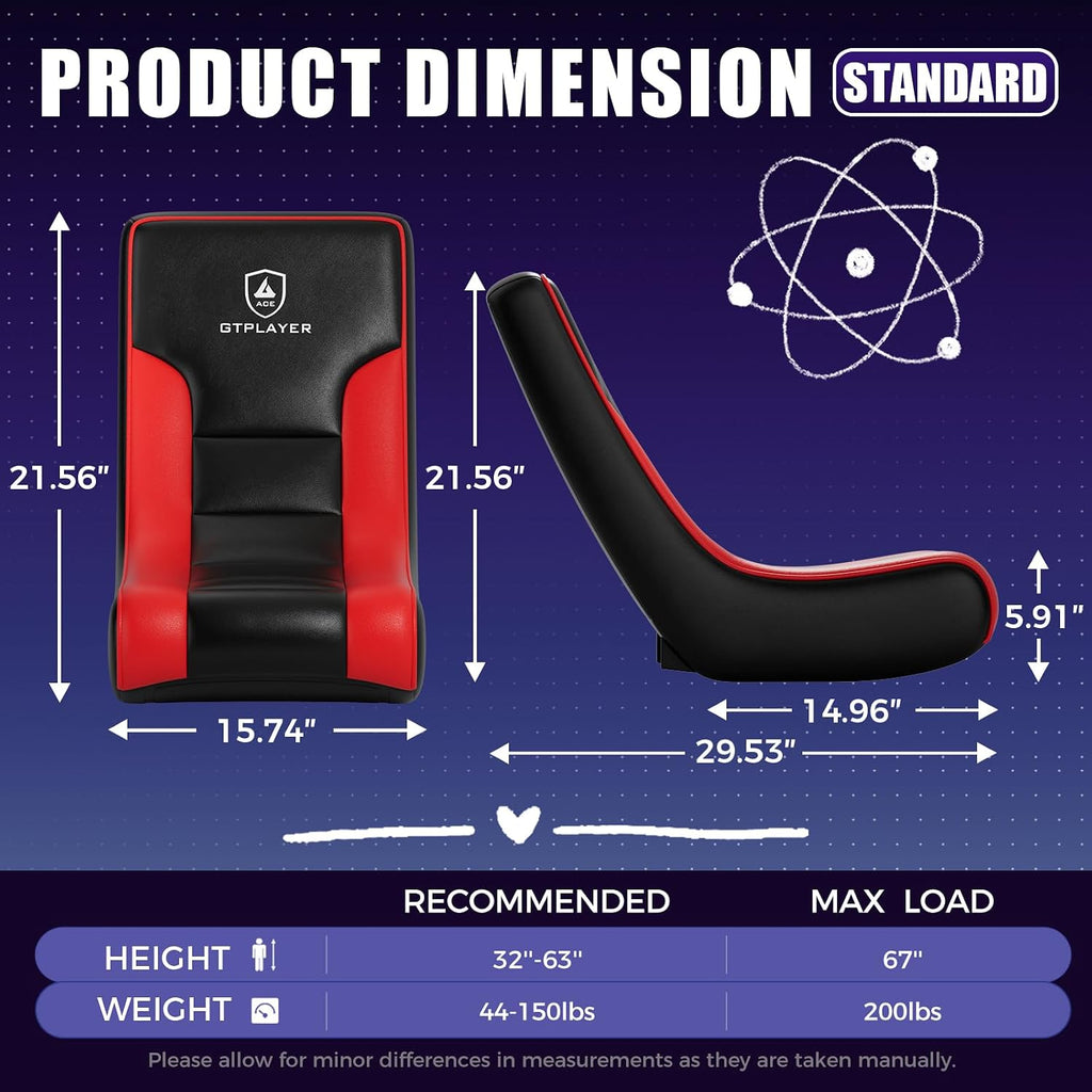 GTPLAYER Floor Rocker Gaming Chair – Adjustable Angle Limiter, Ultra Lightweight Ergonomic Floor Rocking Game Seat for Gaming and Lounging, Ruby Red - Image 3