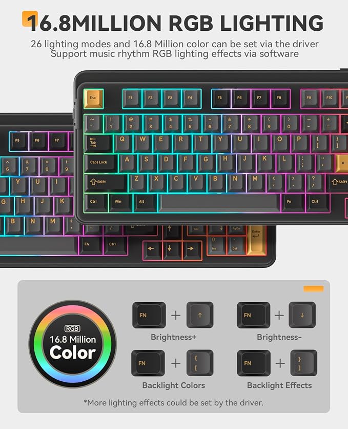 DAREU EK98pro Wireless Mechanical Keyboard,96% Creamy Gaming Keyboard with Number Pad,Tri-Mode BT/2.4GHz/USB-C,Pre-lubed Linear Switches,Gasket Structure,Hot Swappable Custom,Backlit for Win/Mac - Image 4