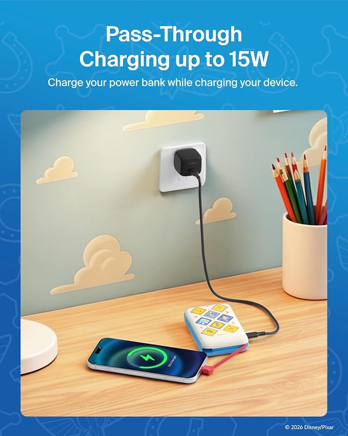 Belkin Disney Toy Story 5 10000mAh 20W USB C Power Bank, Portable Charger | Fast Charging, Integrated USB C Cable, Extra USB C Port, iPhone 17, iPad, Samsung Galaxy S26, Charge 2 Devices - Image 7
