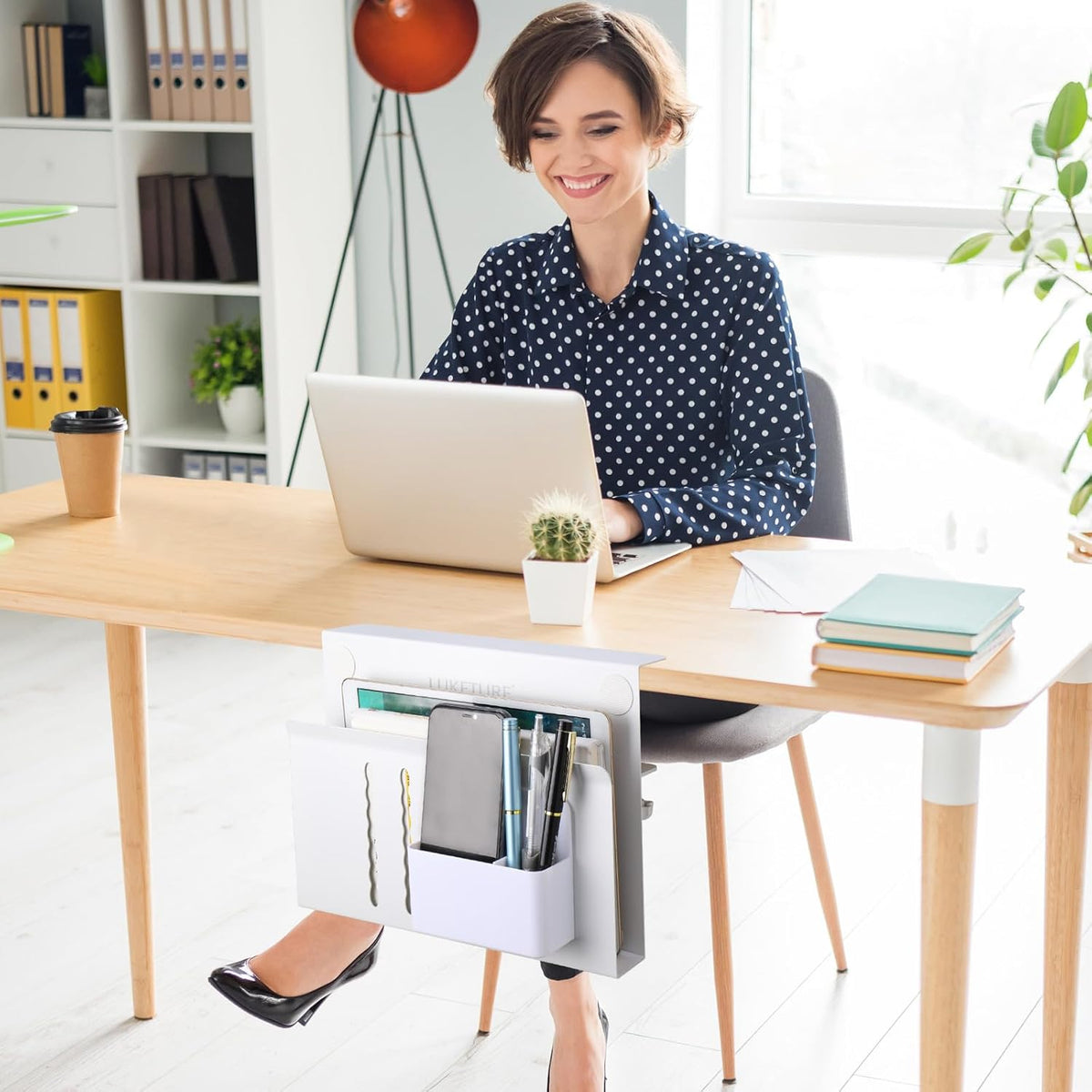 LUKETURE Desk Side Storage, Laptop Holder No Drill Clamp On Organizer - Image 9