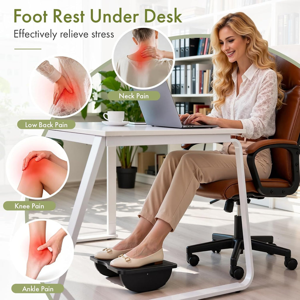 Ergonomic Wooden Foot Rest for Under Desk at Work (Black) - Image 3