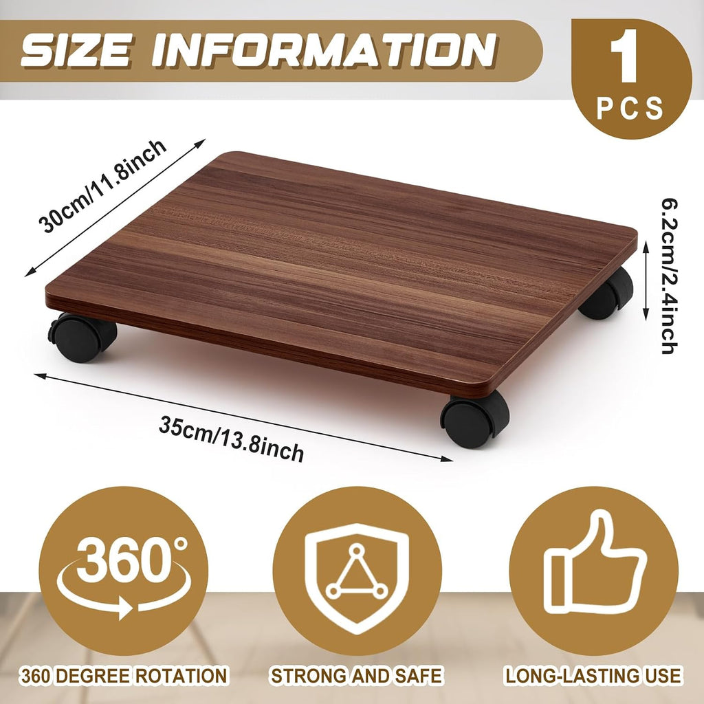 Beeveer 1 Pcs Walnut Under Desk Printer Stand 13.8 x 11.8 Inches - Image 2