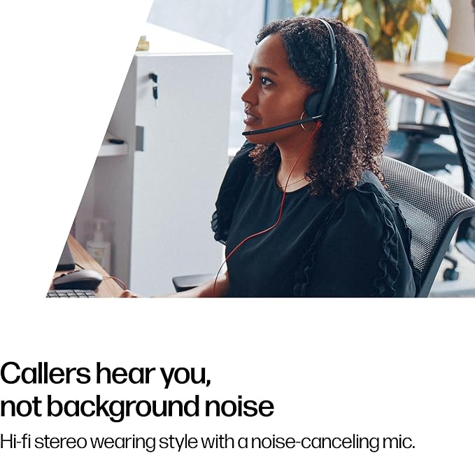 Poly Blackwire 3220 Wired Headset with Mic, Hi-Fi Stereo Sound, Noise-Canceling Mic, Stereo Design, Connect to PC via USB-C & USB-A Adapter, Over-Ear Design, Works with Virtual Meeting Platforms - Image 3