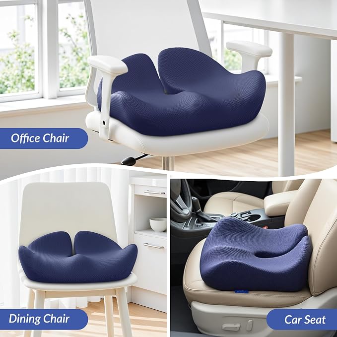 Contoured Ergonomic Seat Cushion for Effective Pain Relief, Non-Slip | Office Chair Cushion for Sciatica, Back, Tailbone Pain Relief, High-Density Memory Foam Car Seat Cushion for Sitting Comfort - Image 8