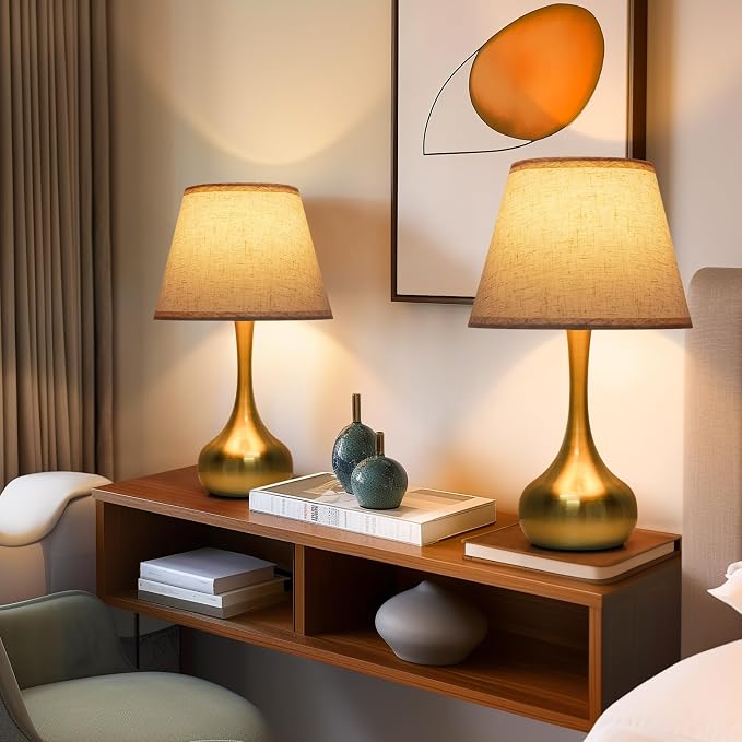 ONEWISH Touch Table Lamp Set of 2, Farmhouse 3-Way Dimmable Bedside Lamps for Nightstand with Fabric Shade,17.32'' Desk Lamp for Reading, Bedroom, Livingroom, Office - Image 6