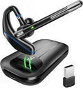 EKVANBEL Bluetooth Headset V5.3, Wireless Earpiece with 1000mAh Charging Case, 96H Talktime, Hands Free Noise Canceling Headphones with Dual-Mic for Computer Cell Phones Trucker Home Work (Blue) by EKVANBEL