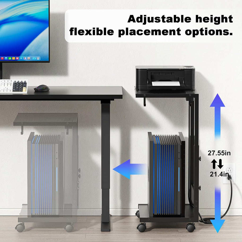 Computer Tower Stand Height-Adjustable PC Stand with Charging Station - Image 6