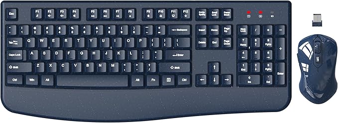 Wireless Keyboard and Mouse Combo, EDJO 2.4G Full-Sized Ergonomic Computer Keyboard with Wrist Rest and 3 Level DPI Adjustable Wireless Mouse for Windows, Mac OS Desktop/Laptop/PC(Galaxy Blue) by EDJO