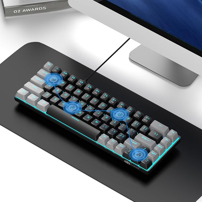 MageGee Portable 60% Mechanical Gaming Keyboard, MK-Box LED Backlit Compact 68 Keys Mini Wired Office Keyboard with Red Switch for Windows Laptop PC Mac - Black/Grey - Image 7