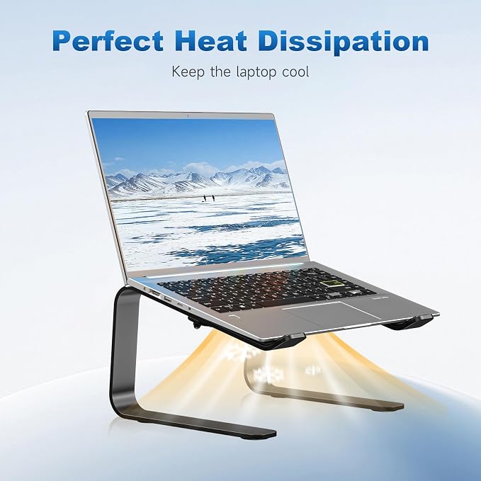 suptek Aluminum Laptop Stand,Ergonomic Detachable Computer Laptop Stand for Desk, Metal Computer Riser, Notebook Riser Heavy Stable PC Holder for 10-16" Laptops Notebook Computer, Black - Image 5